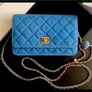 Gorgeous Chanel denim crossbody flap bag.  Gold hardware.